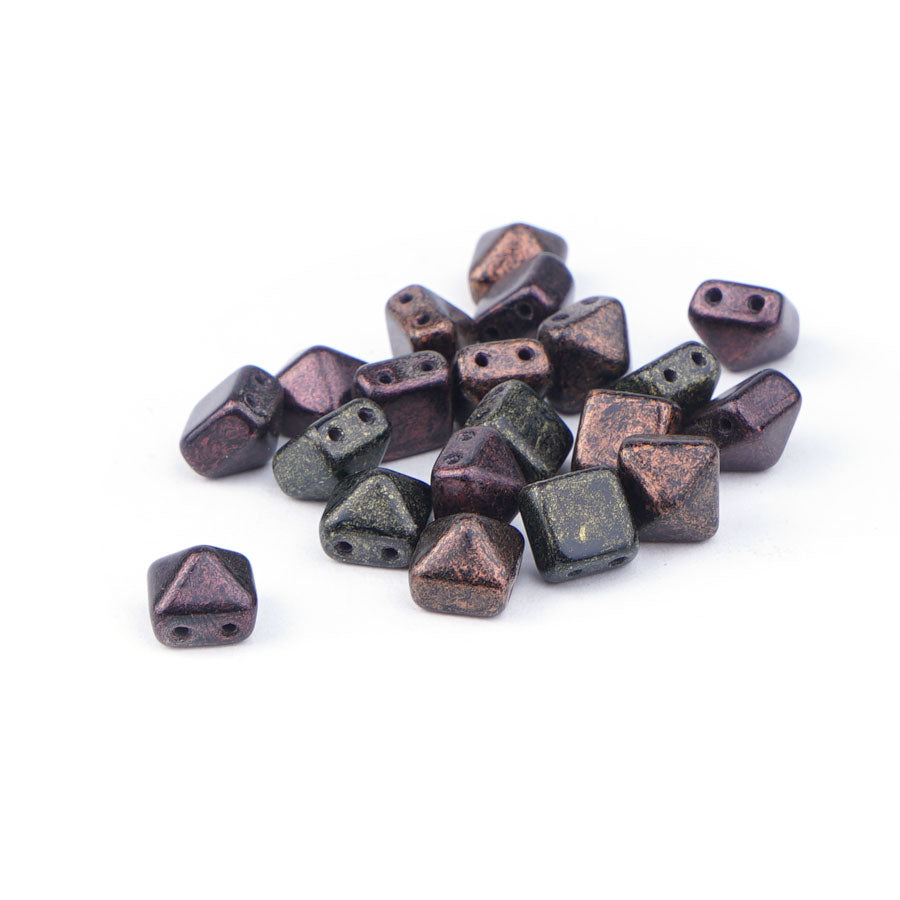 8mm Two Hole Stud Black with Copper and Brass Finishes Czech Glass Beads - Goody Beads