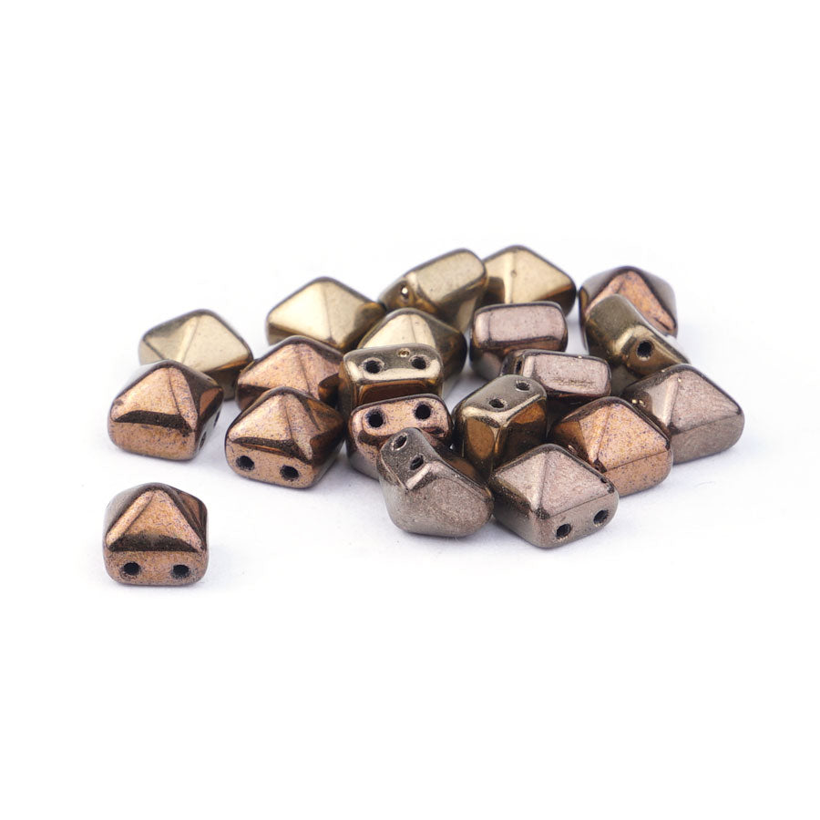 8mm Two Hole Stud Golden Bronze Czech Glass Beads - Goody Beads