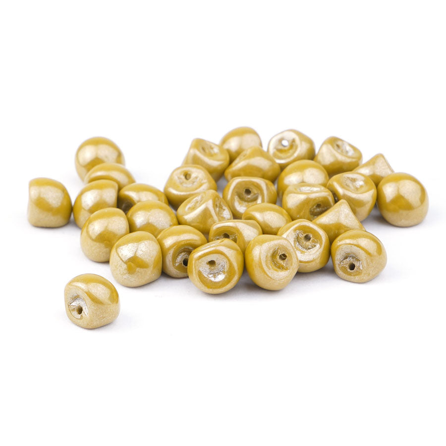 9x8mm Mushroom Button Carmel Czech Glass Beads - Goody Beads