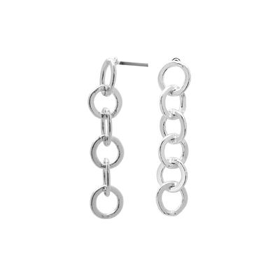 7.5mm Silver Plated Flat Round Cable Chain Post Earrings - Goody Beads