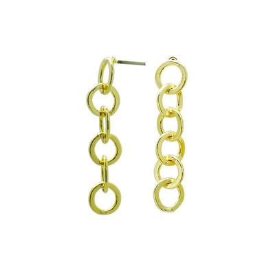 7.5mm 18k Gold Plated Flat Round Cable Chain Post Earrings - Goody Beads