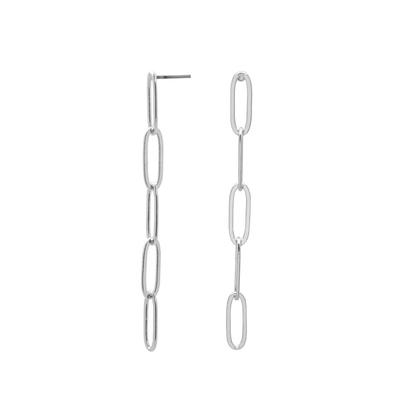 14x5mm Silver Plated Paperclip Cable Chain Post Earrings - Goody Beads