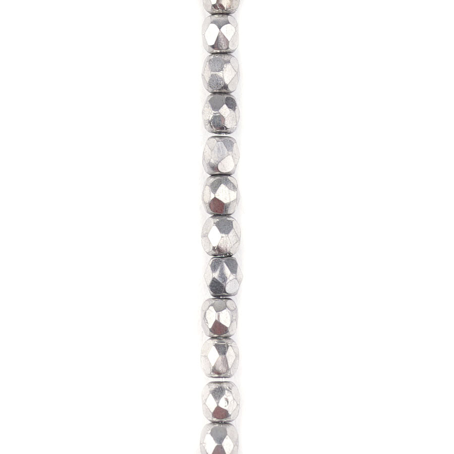 3mm Silver Finish Round Faceted Czech Glass Beads from Raven's Journey - Goody Beads