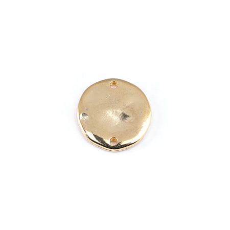 16mm Shiny Gold Hammered Disc Connector Charm - Goody Beads