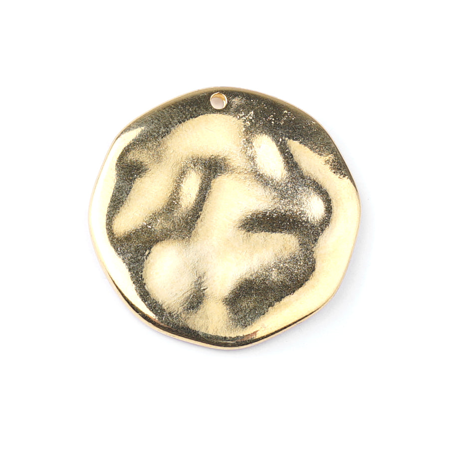 28mm Shiny Gold Hammered Pendant - Goody Beads