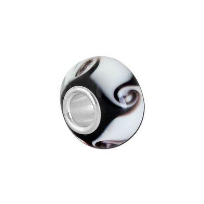 Petite Black and White Curly Swirl Lampwork Glass Bead - Interchangeable - Goody Beads