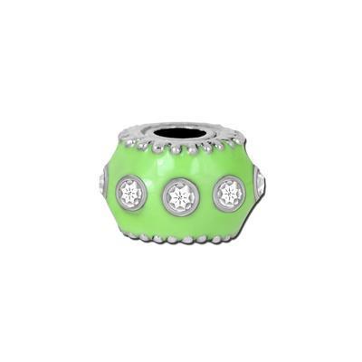 Petite Lime Enamel with Clear Crystals Bead - Interchangeable - Goody Beads