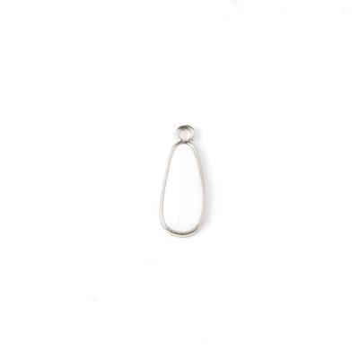 15mm White Enamel Silver Plated Drop Charm - Goody Beads