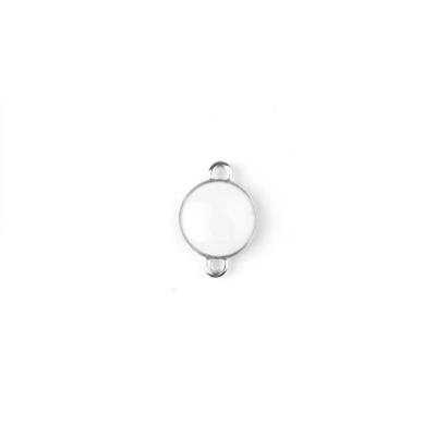 12mm White Enamel Silver Plated Round Connector Charm - Goody Beads