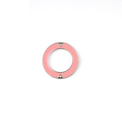 27mm Coral Enamel Silver Plated Ring Connector Pendant - Goody Beads