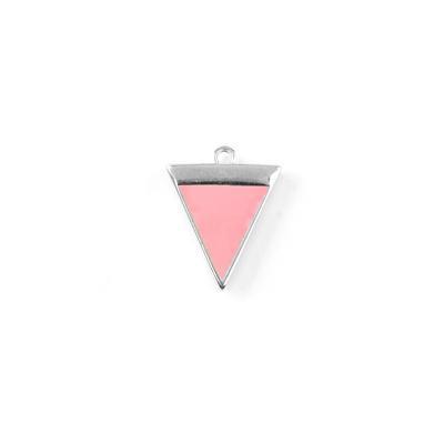 20mm Coral Enamel Silver Plated Triangle Charm - Goody Beads