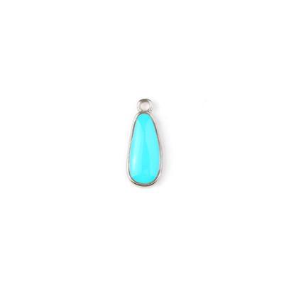 15mm Turquoise Enamel Silver Plated Drop Charm - Goody Beads