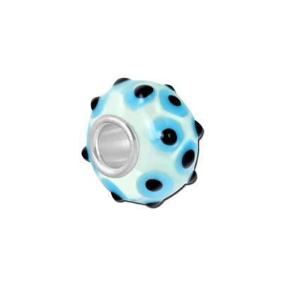 Petite Light Blue with Dark Blue Bumps Lampwork Glass Bead - Interchangeable - Goody Beads