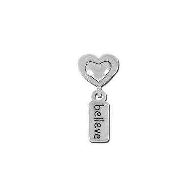 Petite Dangle Heart BELIEVE Bead - Interchangeable - Goody Beads