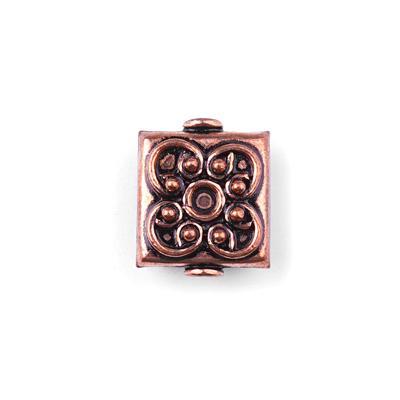 17mm Antique Copper Bali Style Flat Square Ornate Beads - Goody Beads