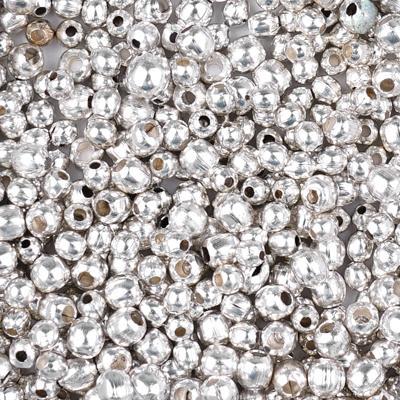 3-3.5mm Antique Silver Plated Bali Style Hollow Round Beads - 23g Bag - Goody Beads