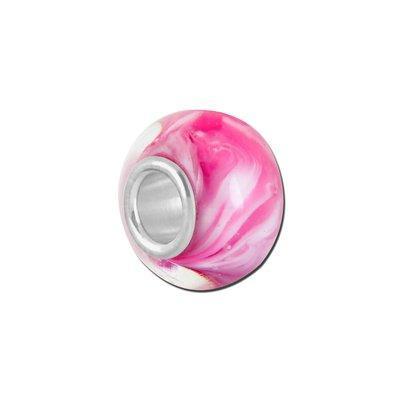 Petite Pink and White Swirl Lampwork Glass Bead - Interchangeable - Goody Beads