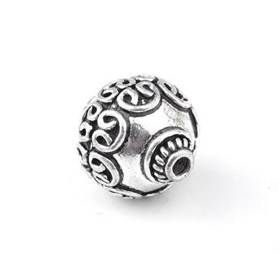 21mm Antique Silver Plated Bali Style Ornate Round Bead - Goody Beads