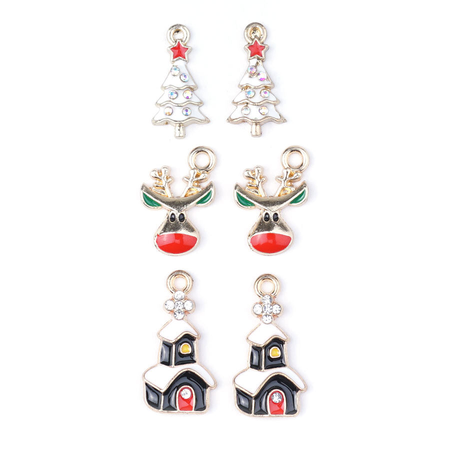 Merry and Bright Enamel Gold Plated Charm Set - Goody Beads