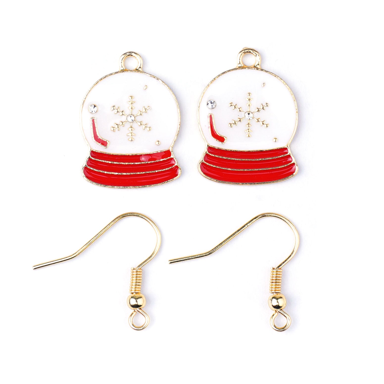 Snowflake Snow Globe Gold Plated Enamel Earring Kit - Goody Beads