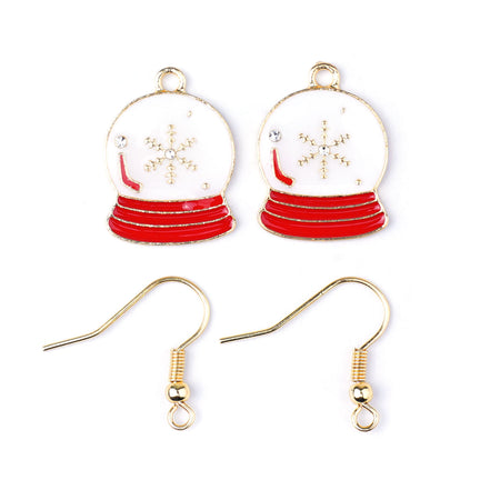 Snowflake Snow Globe Gold Plated Enamel Earring Kit - Goody Beads