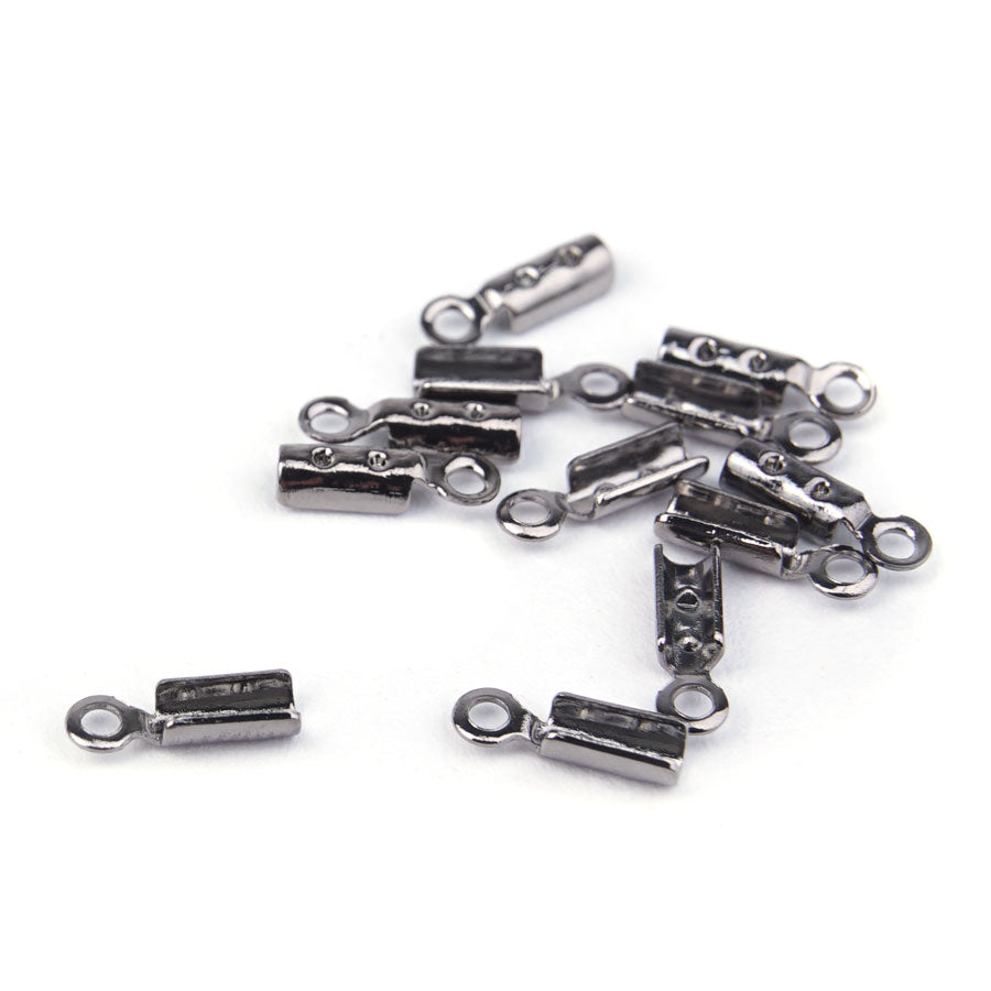 1mm Gunmetal Crimp with Loop Chain Ends - Goody Beads