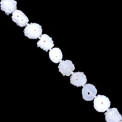 White Irregular Druzy Agate Solar Burst Beads - 16 Inch Strand