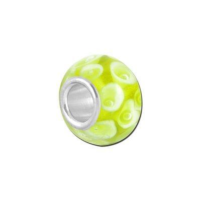 Petite Bright Yellow Space Dots Lampwork Glass Bead - Interchangeable - Goody Beads