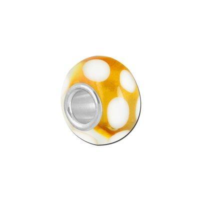 Petite Gold with Large White Dots Lampwork Glass Bead - Interchangeable - Goody Beads