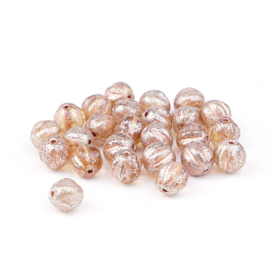 6mm Melon Peach with Silver Finish and Copper Wash Czech Glass Beads - Goody Beads