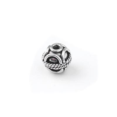 8mm Antique Silver Plated Bali Style Ornate Round Beads - Goody Beads