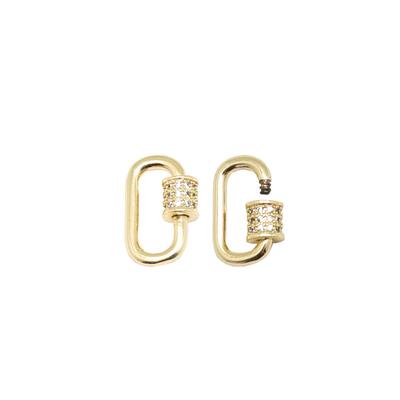 15mm Gold Plated Jewelry Carabiner Rhinestone Lock Clasp or Pendant - Goody Beads