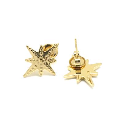 17mm Gold Plated Stainless Steel  Starburst Shaped Post Earrings with Hidden Loop - Goody Beads