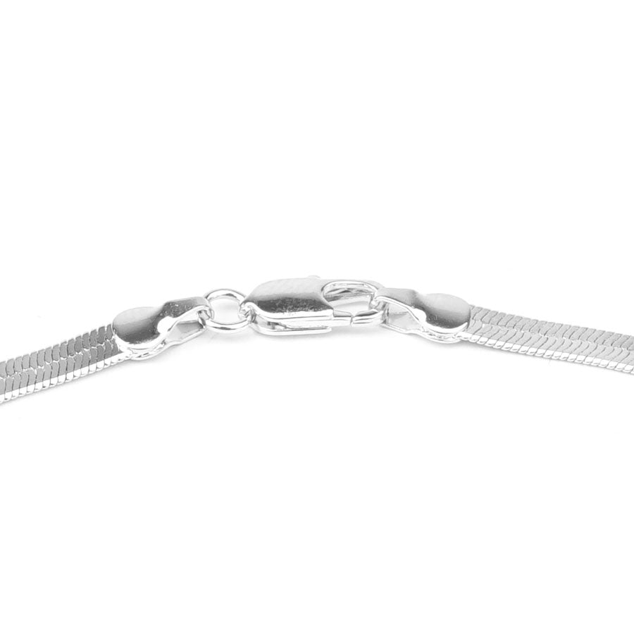 18 Inch 4mm Flat Herringbone Necklace with Clasp - Silver - Goody Beads