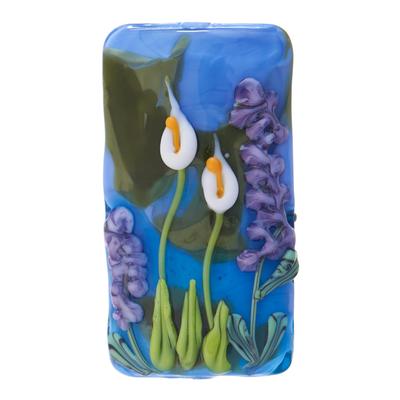 39mm Handmade Calla Lily Lake Kalera Focal Bead by Grace Lampwork