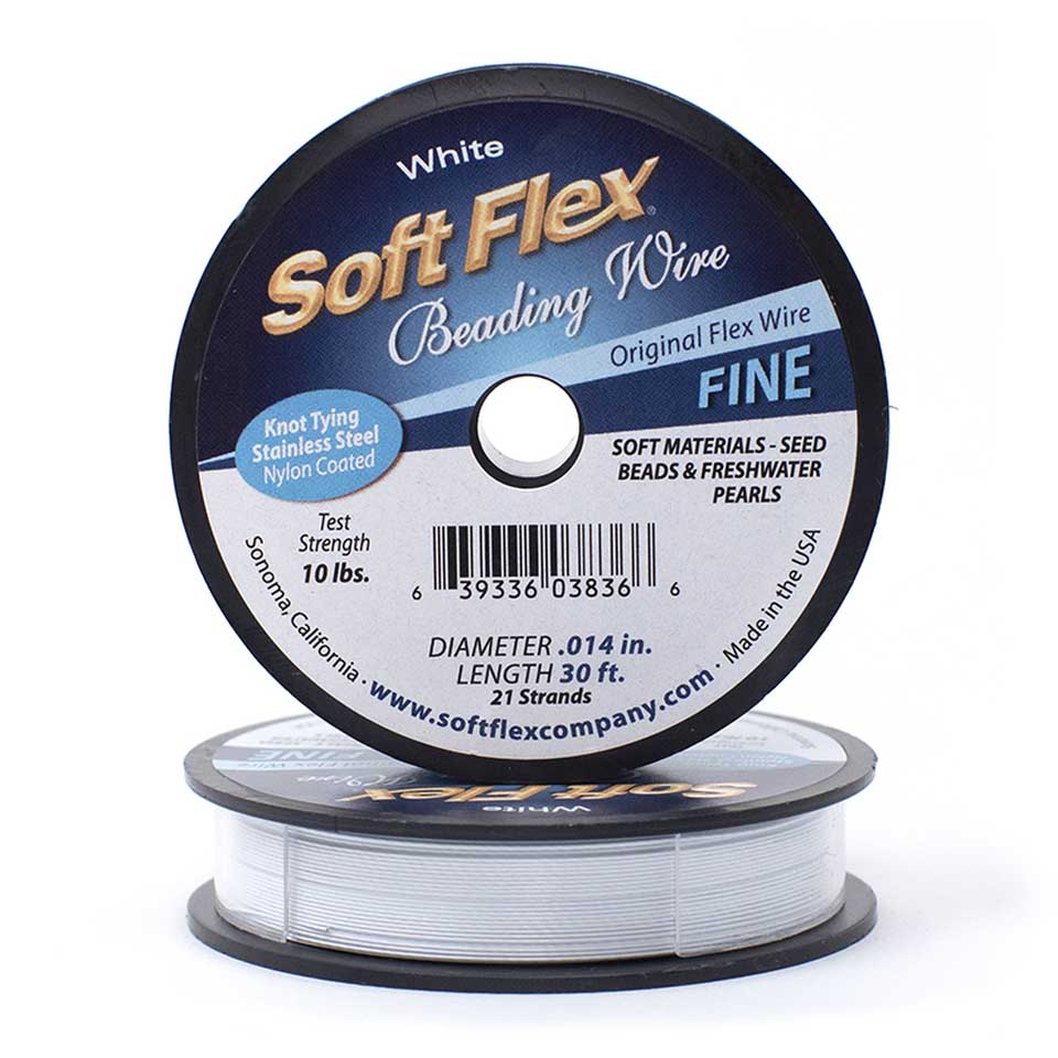 Soft Flex FINE Gauge White Quartz 0.014 Inch Diameter Beading Wire - 30 ft. - Goody Beads