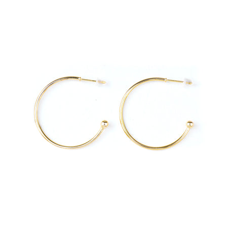 30mm Gold Plated Hoop Earrings with 3mm Ball - Goody Beads