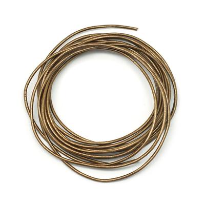 1mm Metallic Kansa Round Leather Cord - 2 Meters - Goody Beads