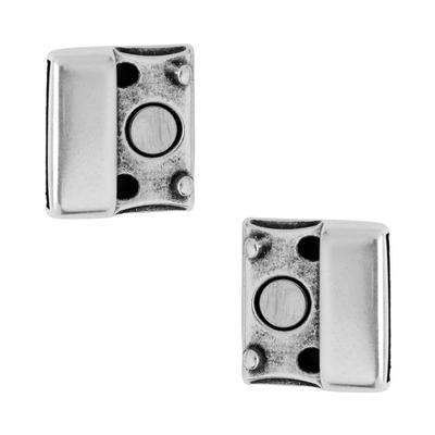 15mm Antique Silver Magnetic Rounded Clasp for Flat Leather