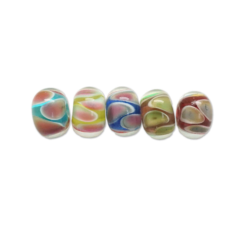 14mm Mixed Pastels Rondelle Lampwork Beads - Goody Beads
