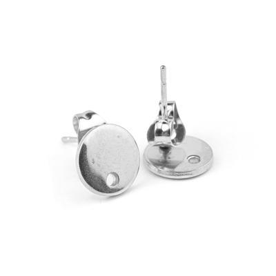 8mm Silver Plated Post Earrings - Goody Beads