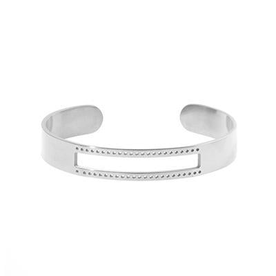 Silver-Plated Stainless Steel Beadable Cuff Bracelet - Goody Beads