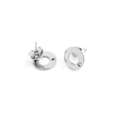 8mm Silver Plated Donut Shaped Post Earrings - Goody Beads