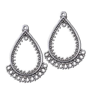 45x32mm Antique Silver Tear Drop Chandelier Earring/Pendant - Goody Beads