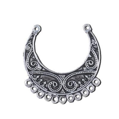 37x36mm Antique Silver Intricate Crescent Metal Link/Connector - Goody Beads