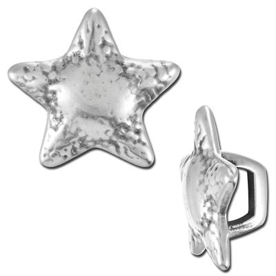 Regaliz Antique Silver Large Star Spacer Bead For Licorice Leather - Goody Beads