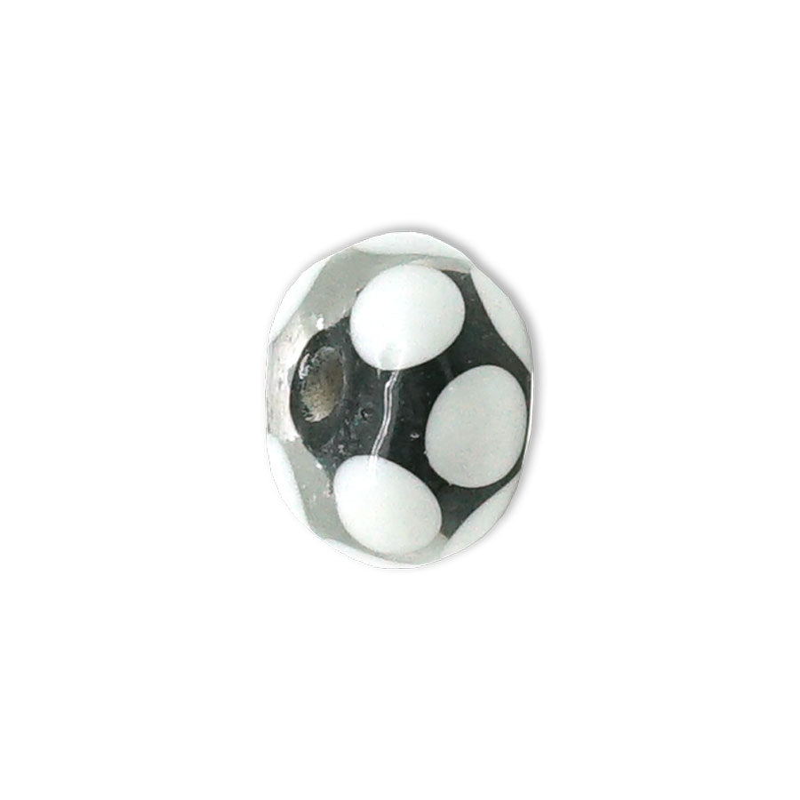 10mm Clear with Black Center and White Dots Rondelle Bead - Goody Beads