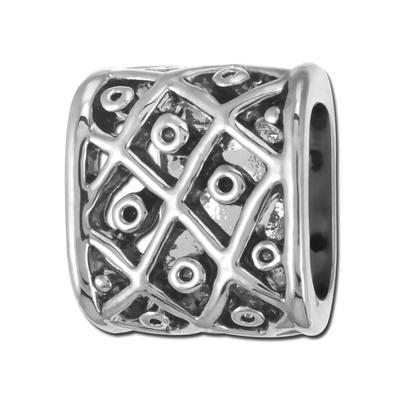 Rhodium Plated Lattice Pattern Bead For Licorice Leather - Goody Beads