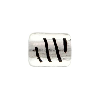 14mm Black Stripe with Silver Foil Tube Glass Beads - Goody Beads