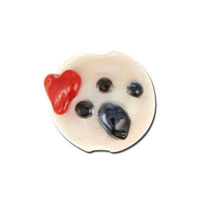 16mm Paw Print and Heart Glass Lampwork Beads - Goody Beads